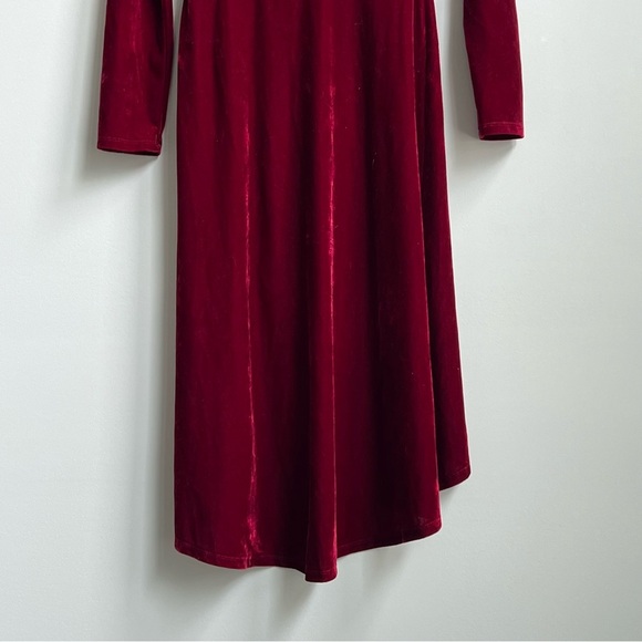 Lulus Silver Screen Burgundy Velvet Long Sleeve Midi Dress Small Holiday Party - Picture 11 of 13